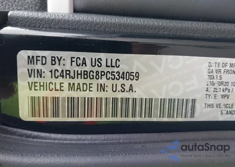 2023 Jeep Grand Cherokee Limited 4X4 z USA, uszkodzony, nr VIN 1C4RJHBG8PC534059